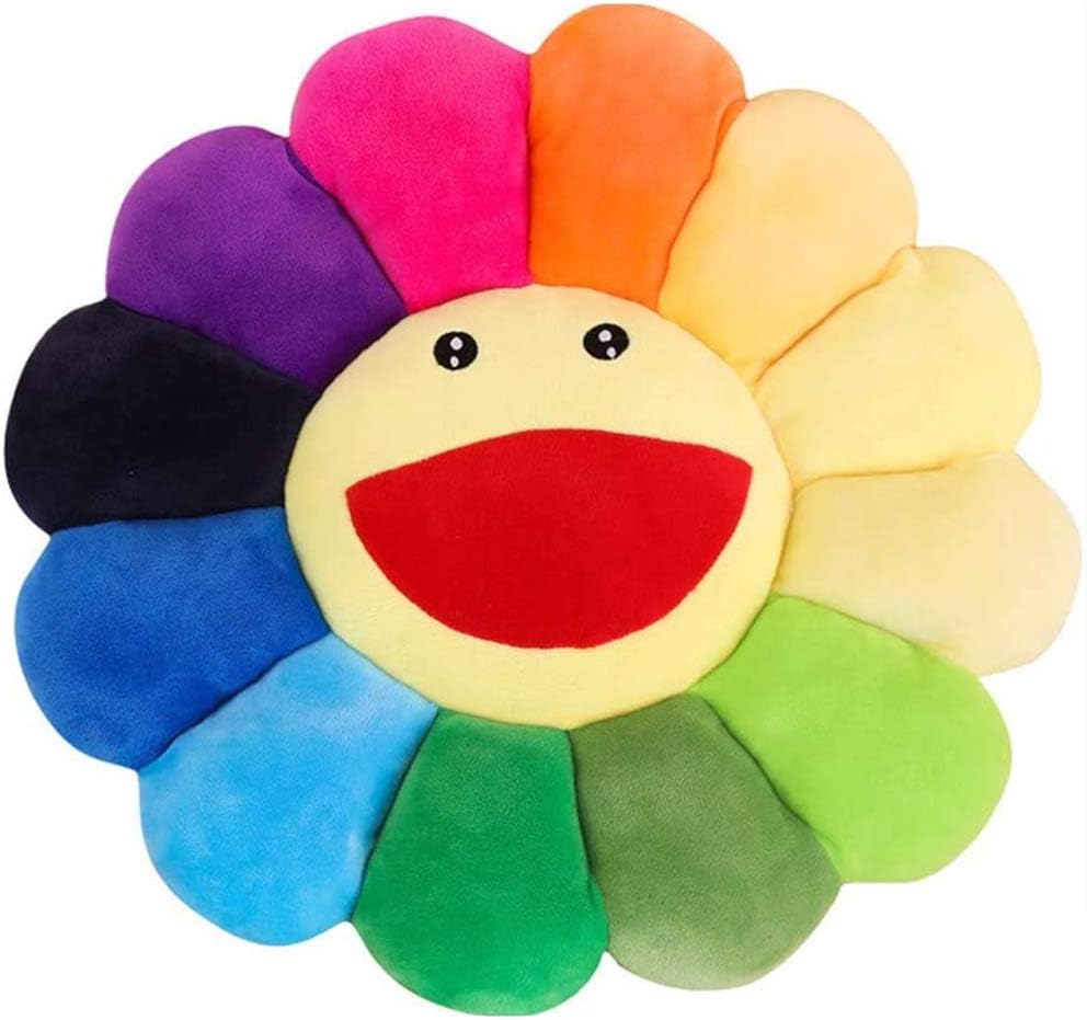 SNEPOO Smile Face Plush Rainbow Floor Pillow