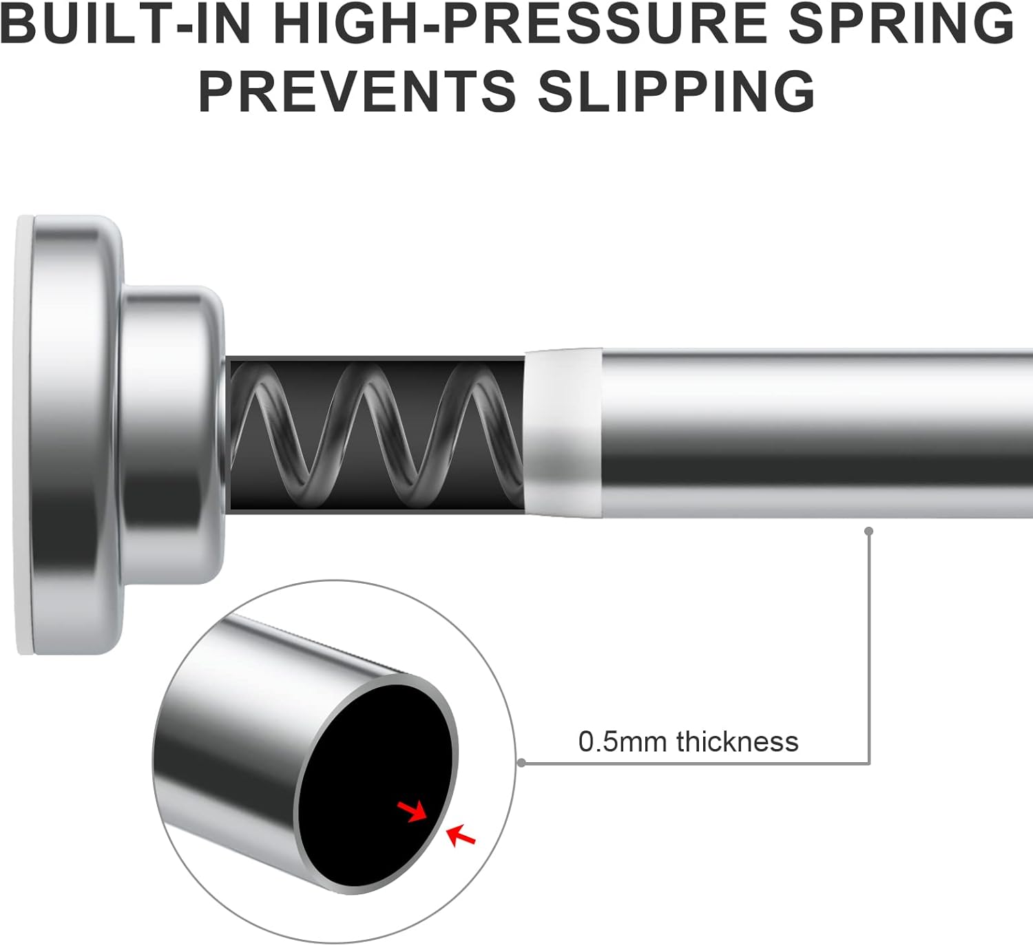 Ausemku Tension Shower Curtain Rod - 26-76 Inch Silver
