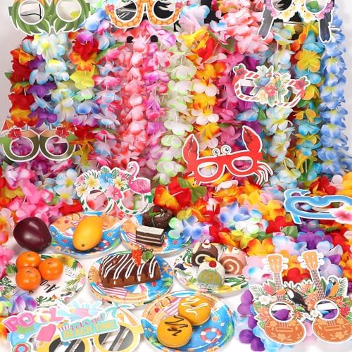 Atonofun 80 PCS Hawaiian Party Decor Accessory Pack