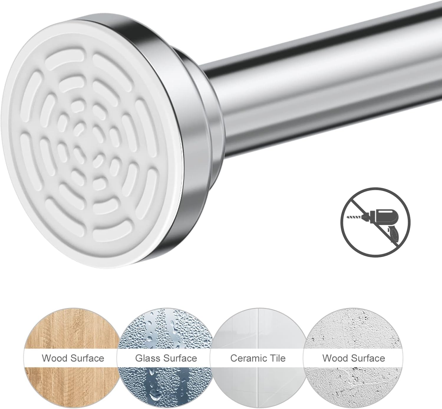 Ausemku Tension Shower Curtain Rod - 26-76 Inch Silver