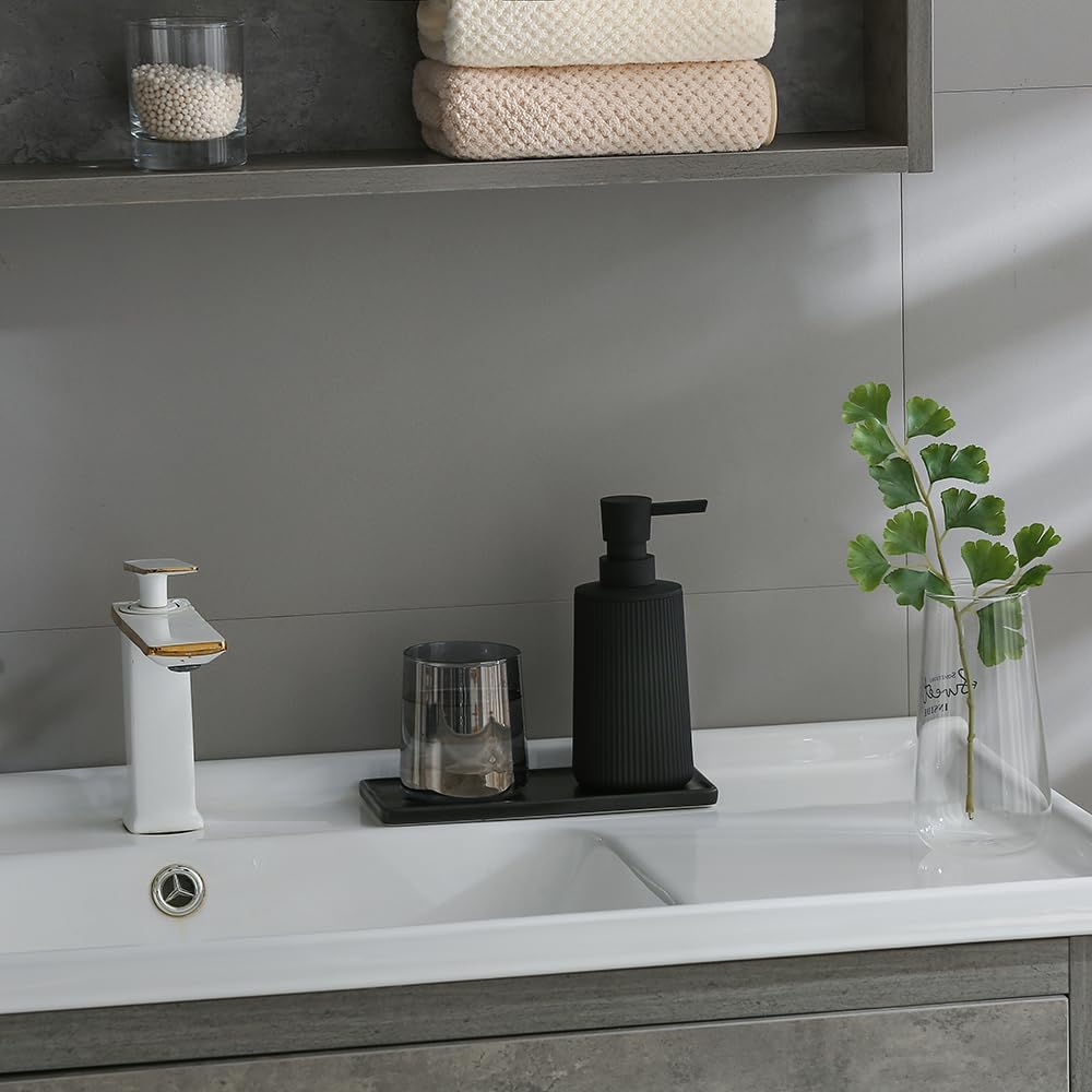 Modern Farmhouse Striped Soap Dispenser with Pump Matte Black