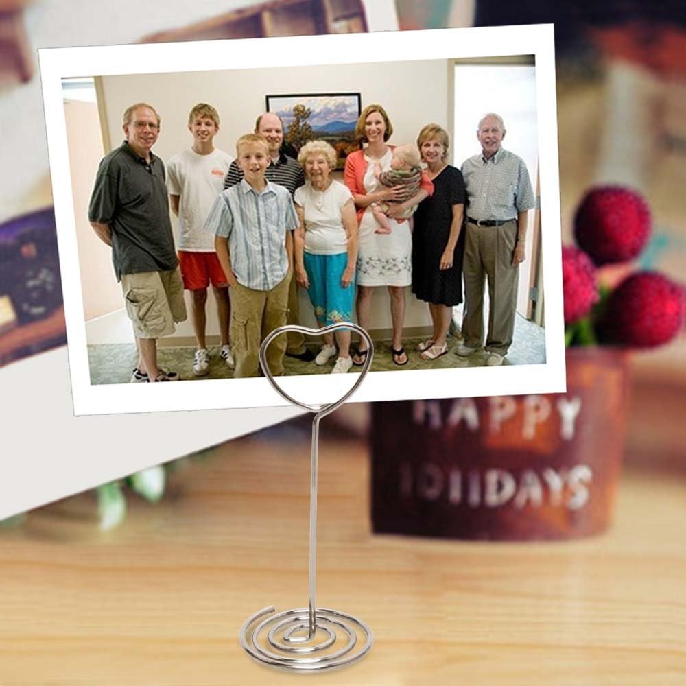 Aniann Table Card Holders 25 Pack Silver Heart Shape Photo Stands