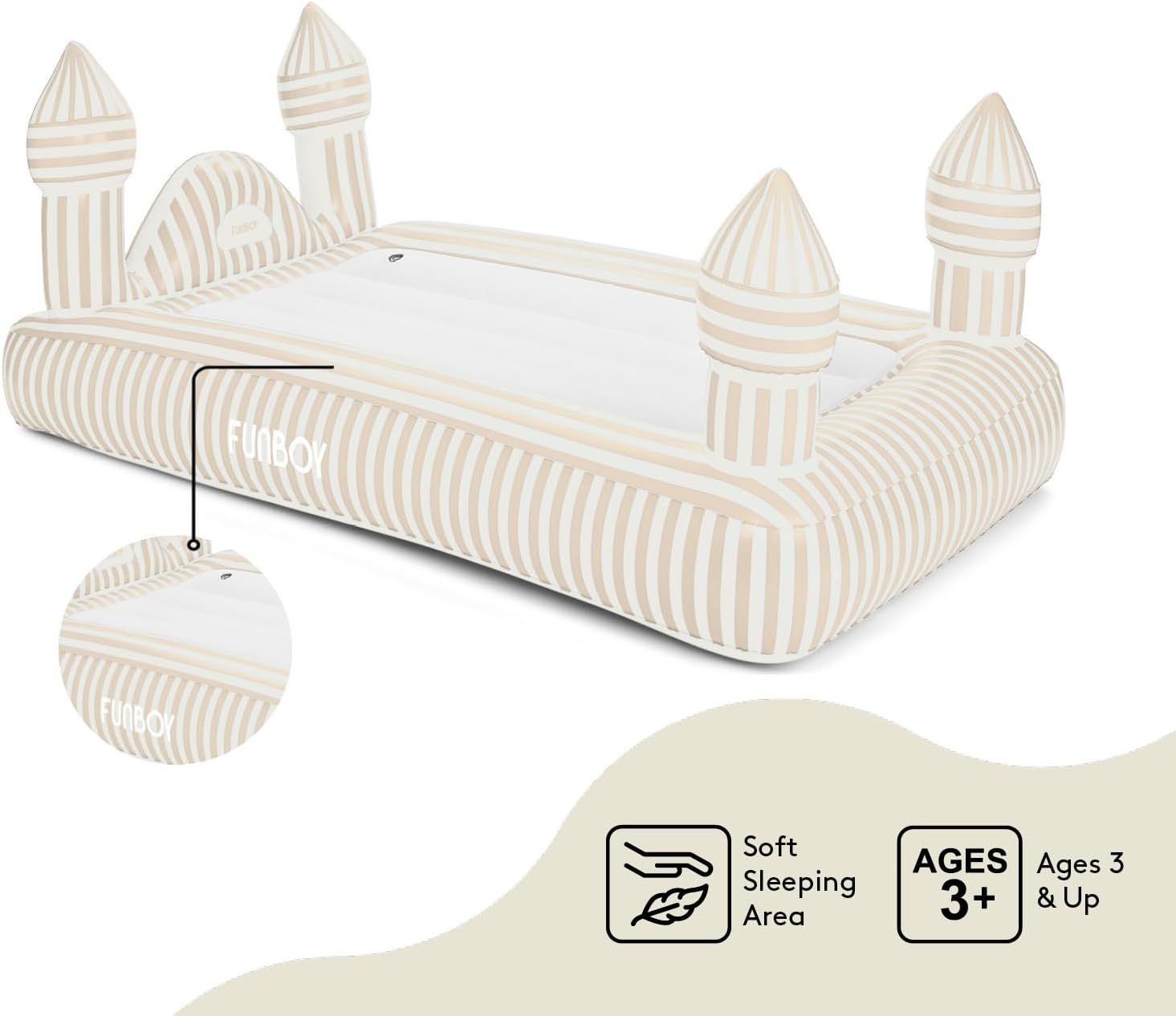 FUNBOY Kids Striped Castle Air Mattress with Travel Bag