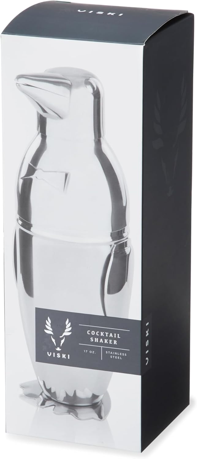 Viski Penguin Cocktail Shaker 17 oz Stainless Steel