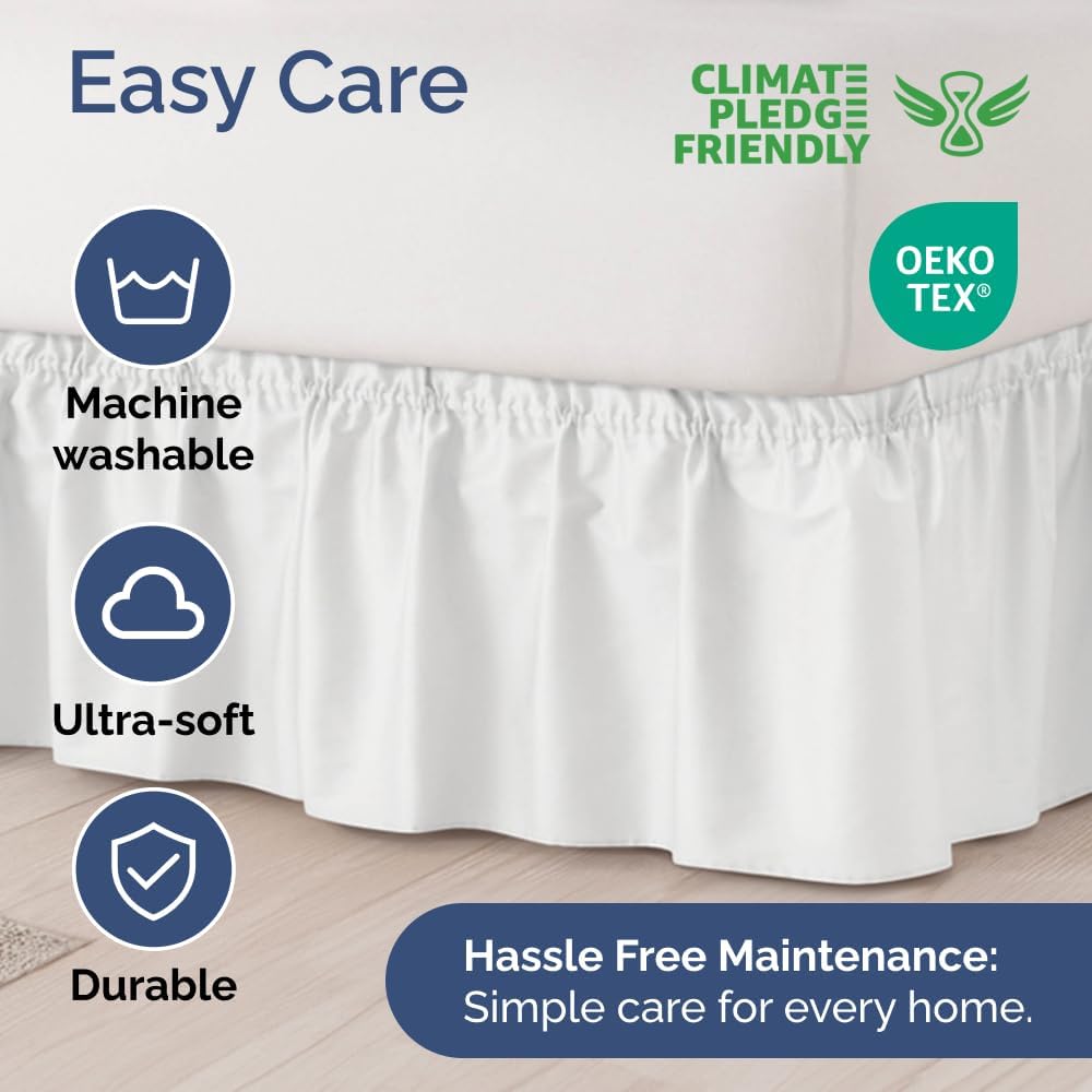 Wrap Around Dust Ruffle Bed Skirt - White - Queen Size