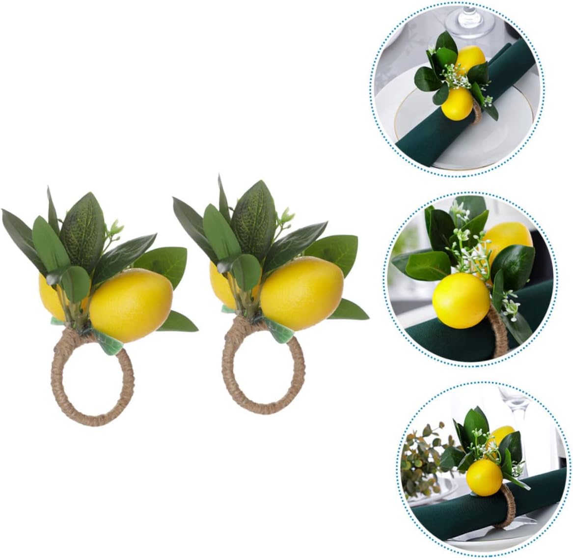 2pcs Artificial Lemon Napkin Ring Holder Decor