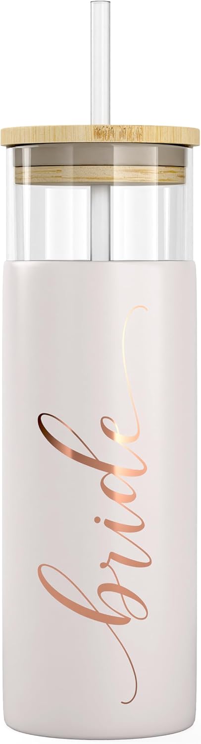 Bride To Be Iced Coffee Tumbler with Bamboo Lid and Straw
