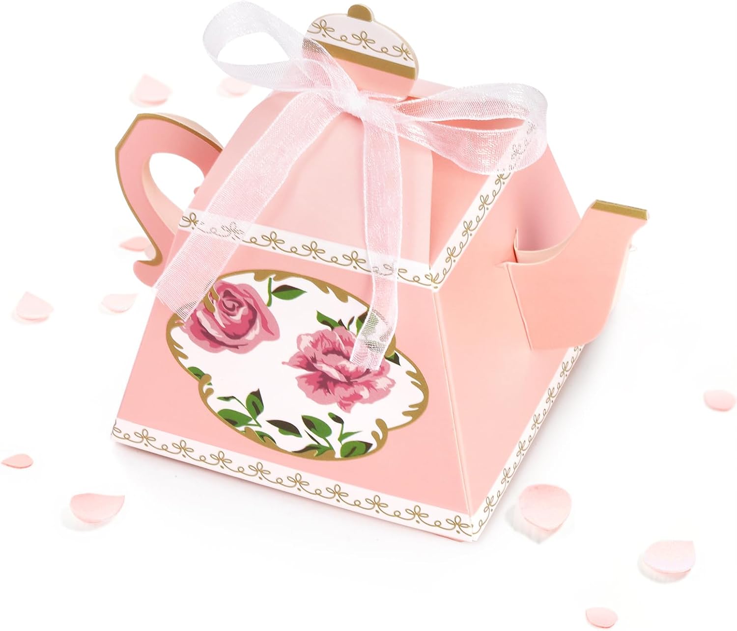 Eorbow 50 Pack Teapot Candy Boxes with Ribbons