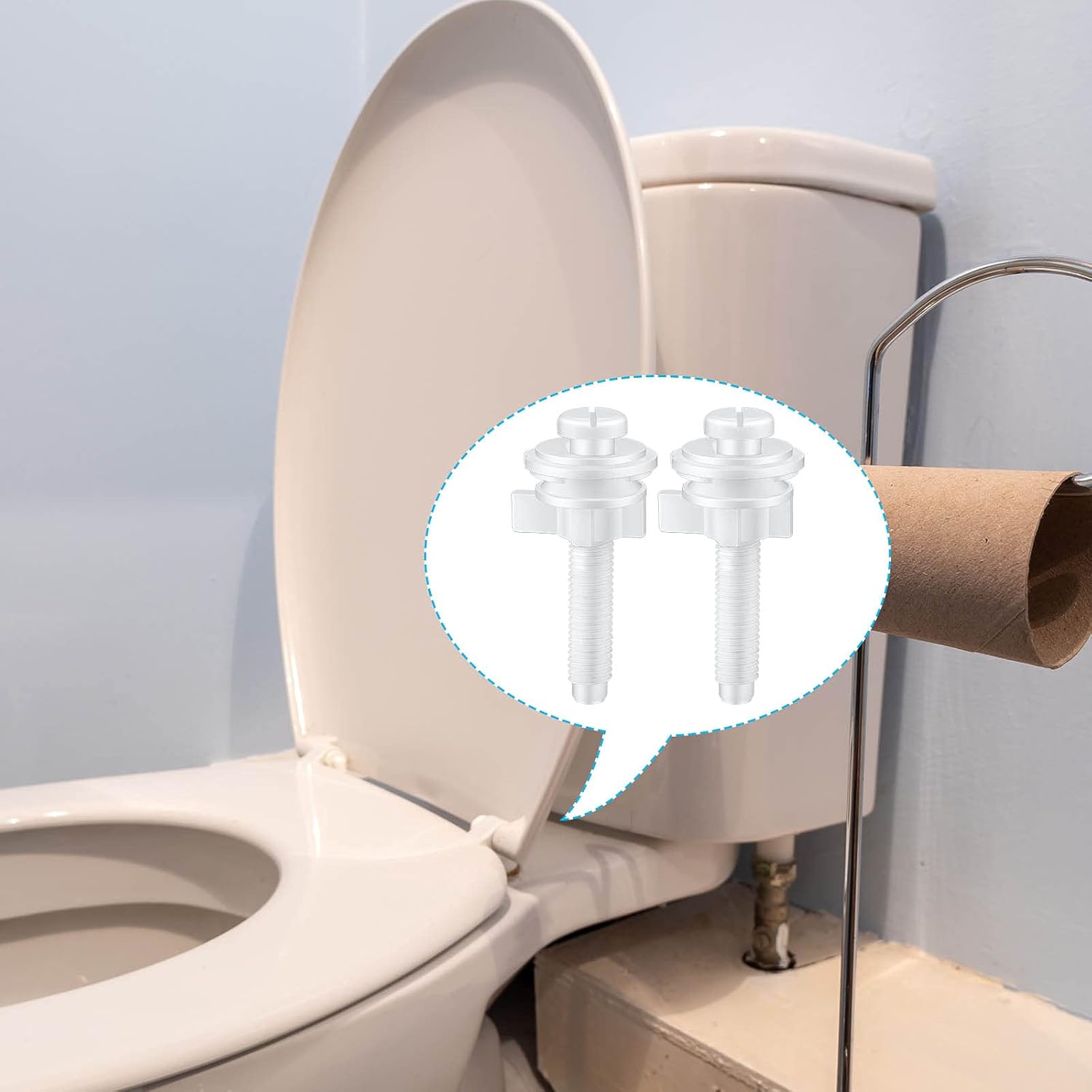Jetec 2 Piece Toilet Seat Screws Replacement Kit White
