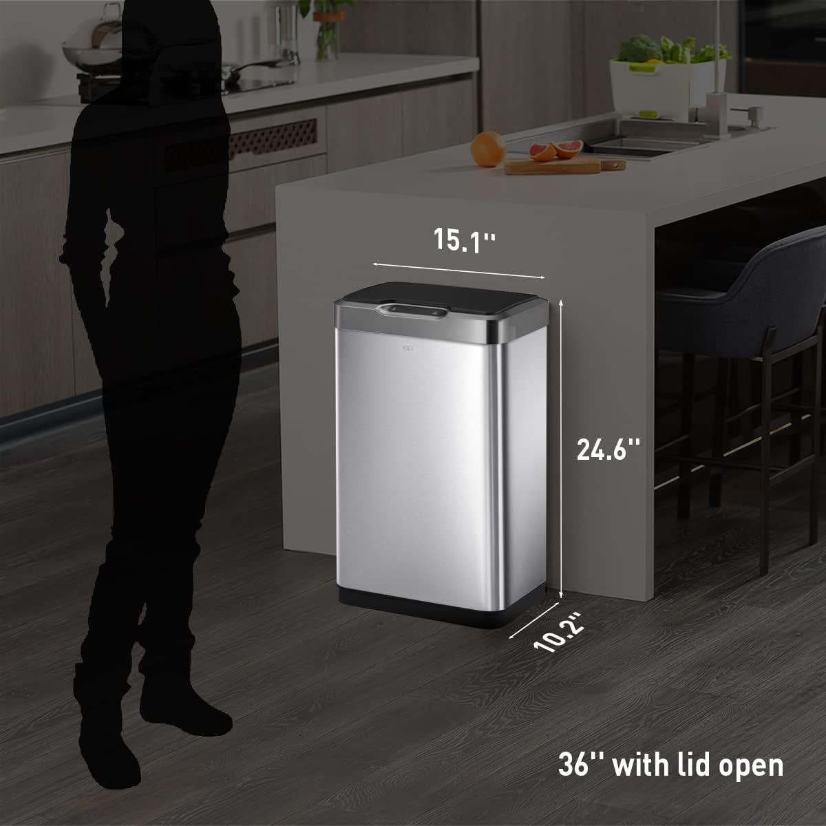 EKO Mirage-T 50 Liter Touchless Motion Sensor Trash Can