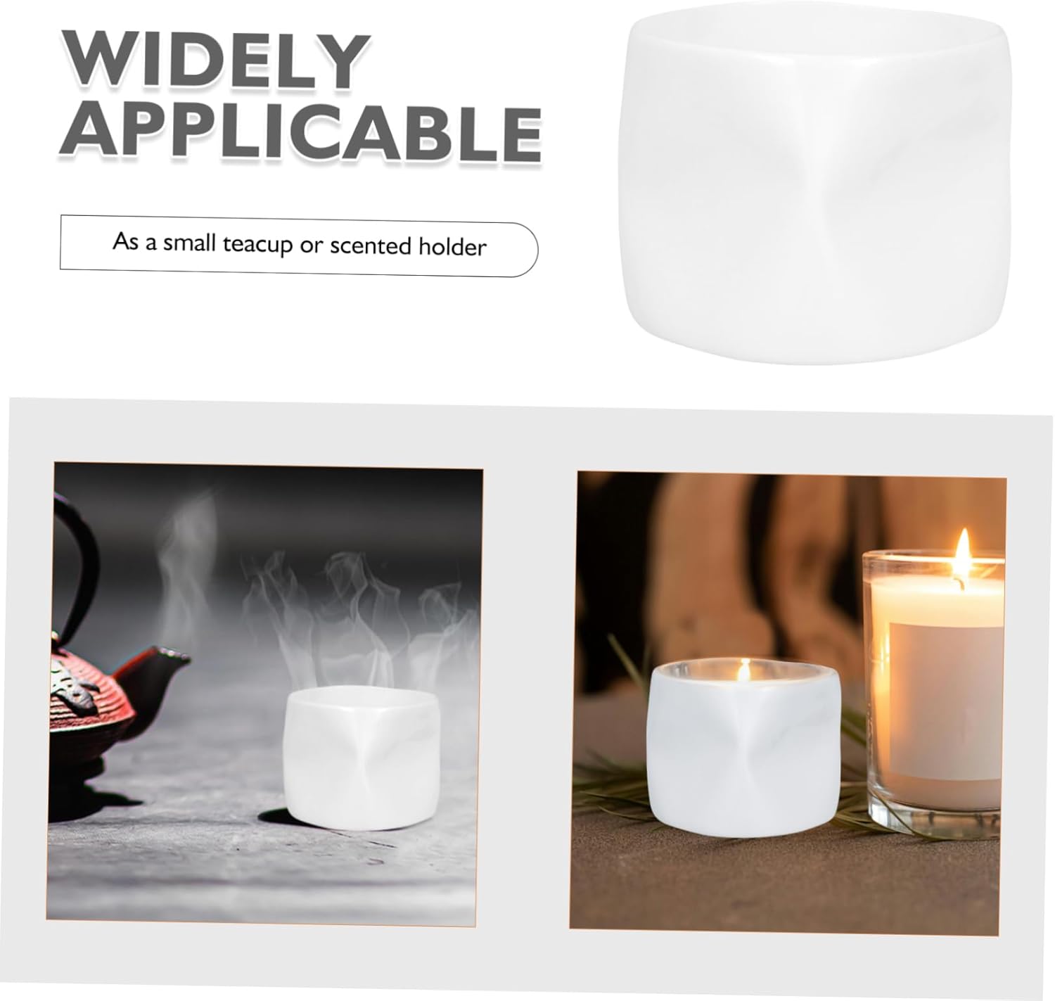 Ciieeo Bone China Tea Cup with Candle Holder Use