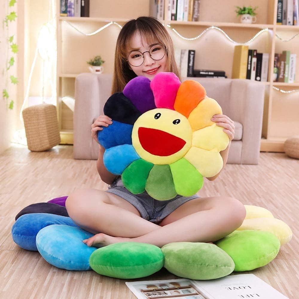 SNEPOO Smile Face Plush Rainbow Floor Pillow