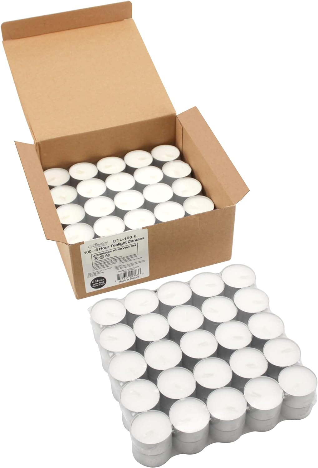 Stonebriar Unscented White Tea Light Candles 100 Count Bulk Pack