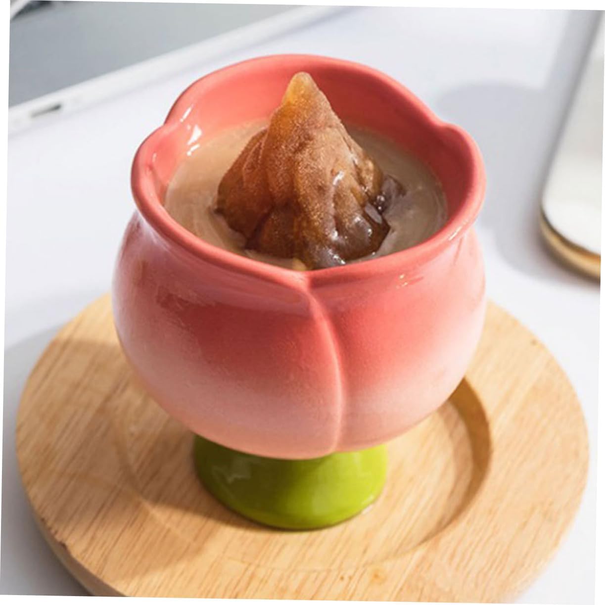 Elegant Tulip Ceramic Ice Cream Cup Multifunctional Mug