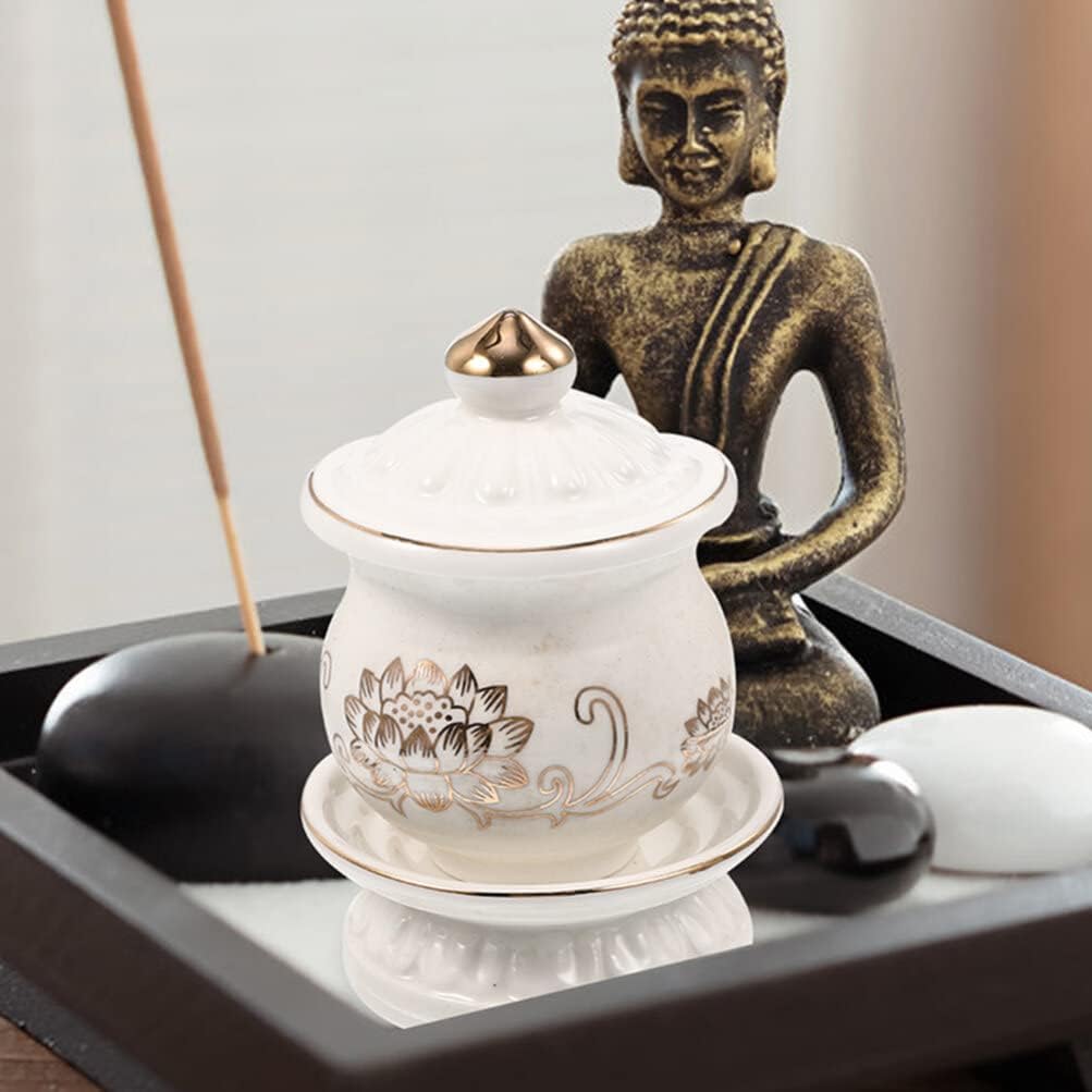 HOMSFOU Ceramic Lotus Water Offering Cups 2pcs