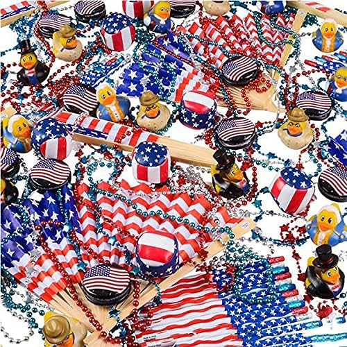 4Es Novelty 72 Patriotic Bead Necklaces Bulk Pack