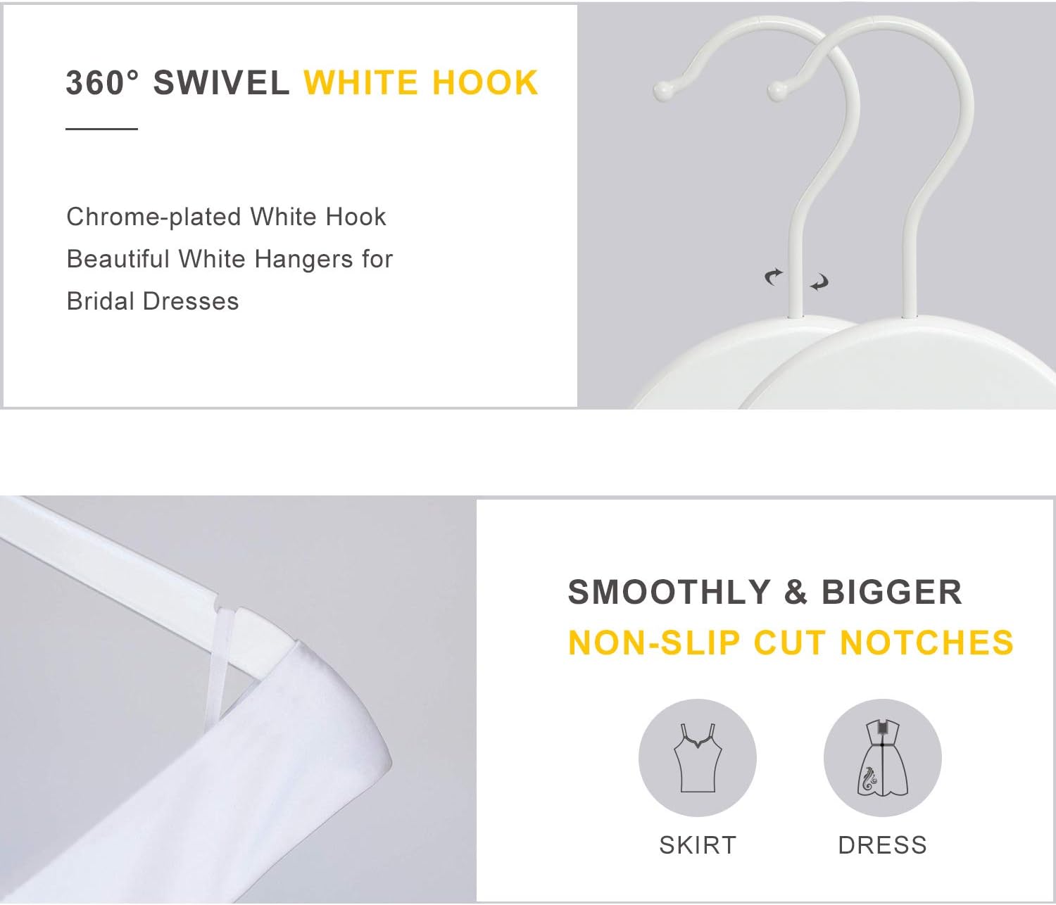 TOPIA HANGER Premium White Wooden Bride Hanger 10 Pack