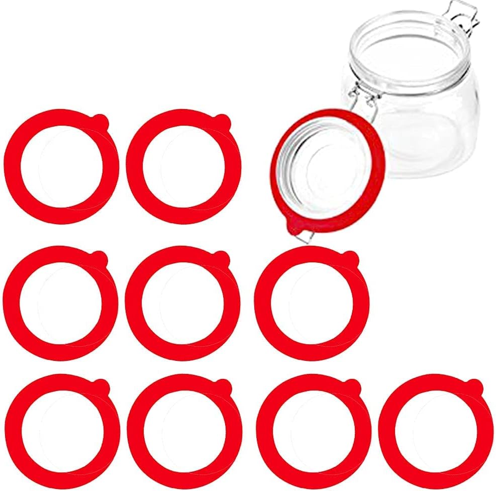 Silicone Gasket Replacement for Mason Jar Lids 10pcs Red Airtight Seals