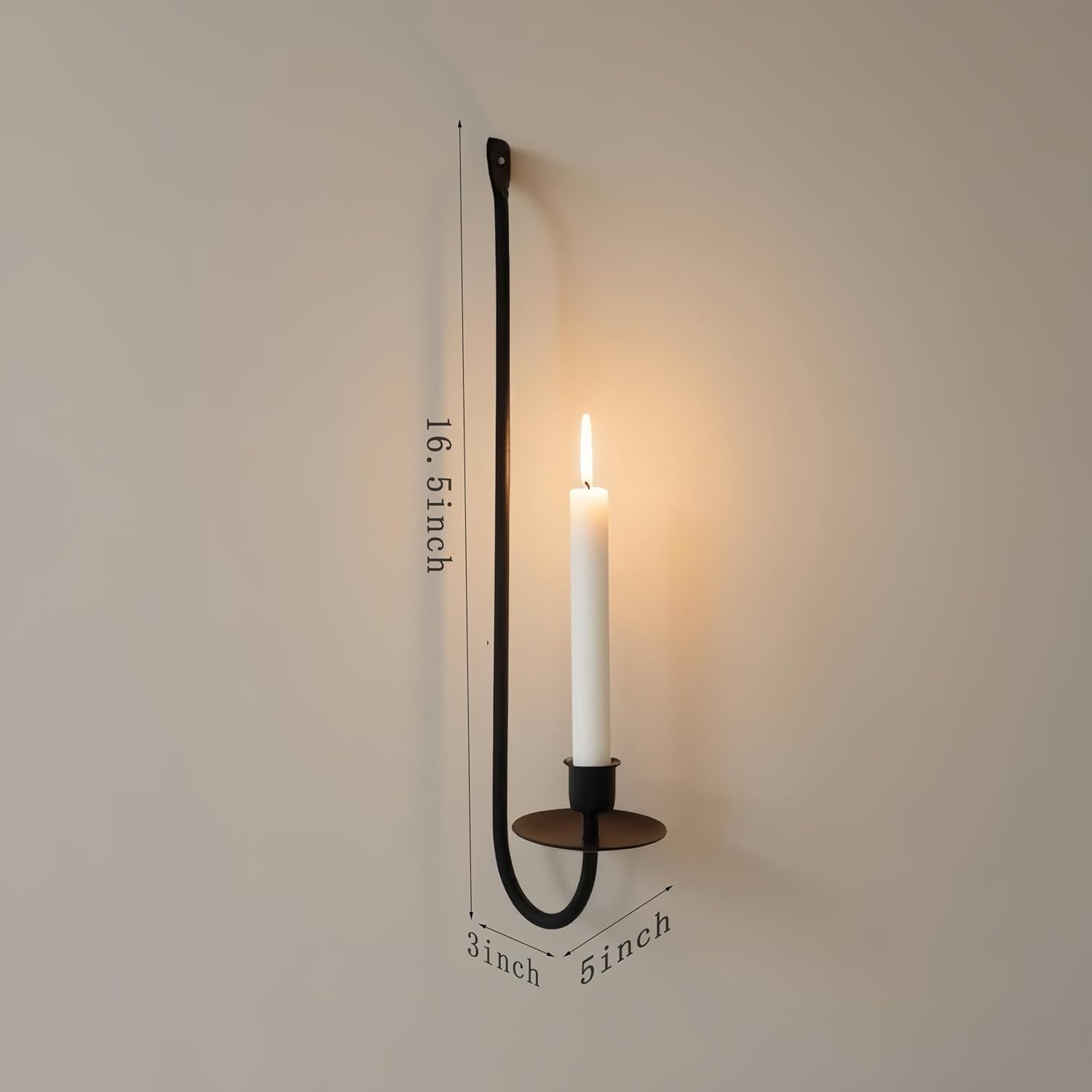 Remenna Wall Candle Sconce Holder Set of 2 Modern Black Wrought Iron
