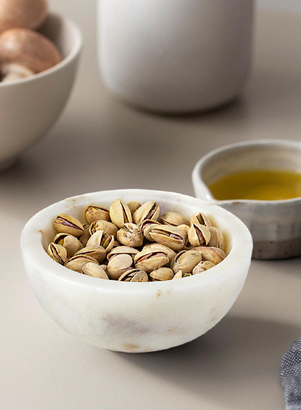 Serene Spaces Living 5 Inch White Marble Serving Bowl