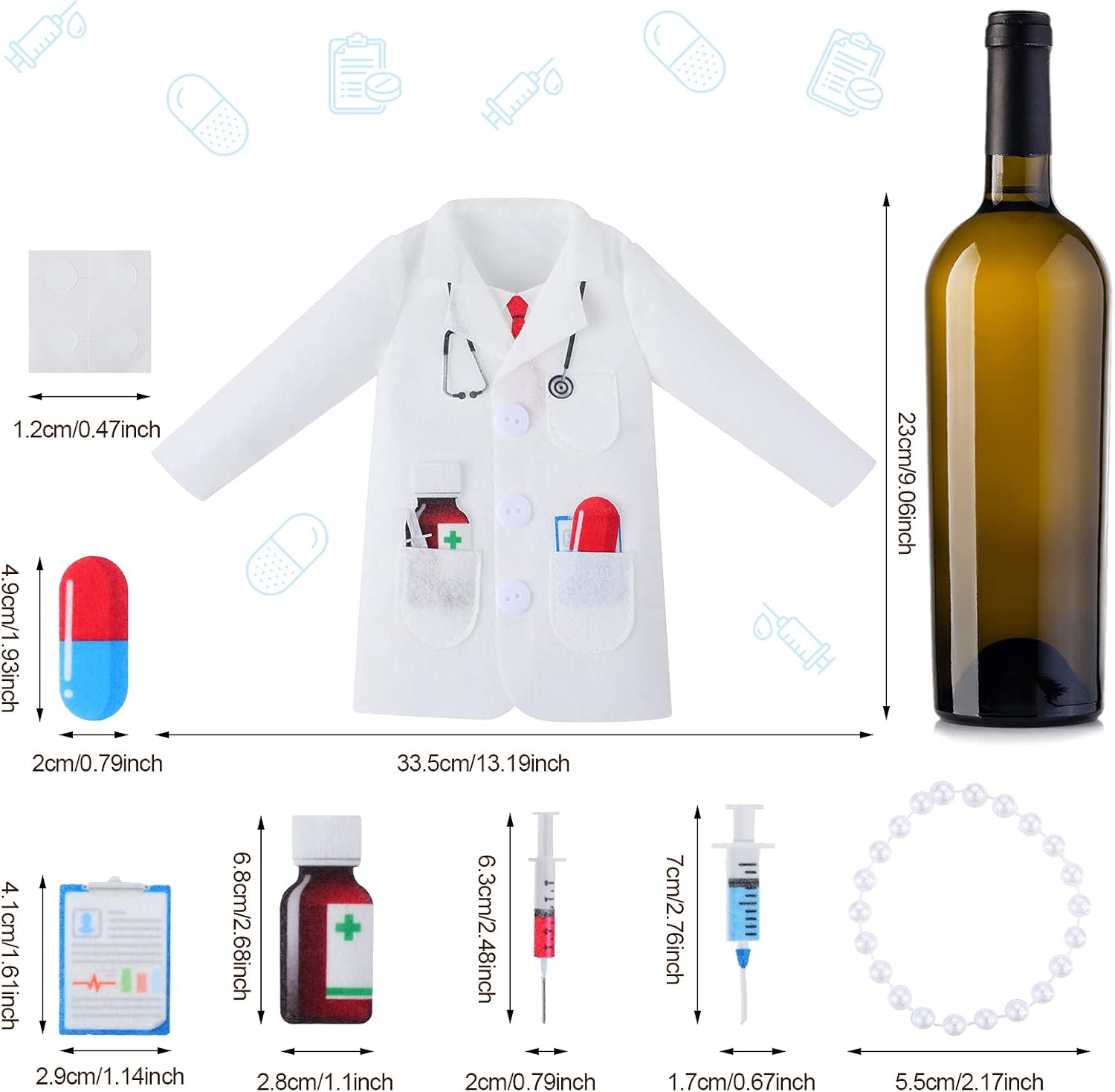 Cunhill 4 Pcs White Coat Wine Bag Set