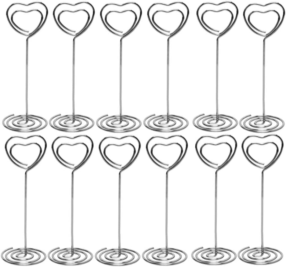Aniann Table Card Holders 25 Pack Silver Heart Shape Photo Stands
