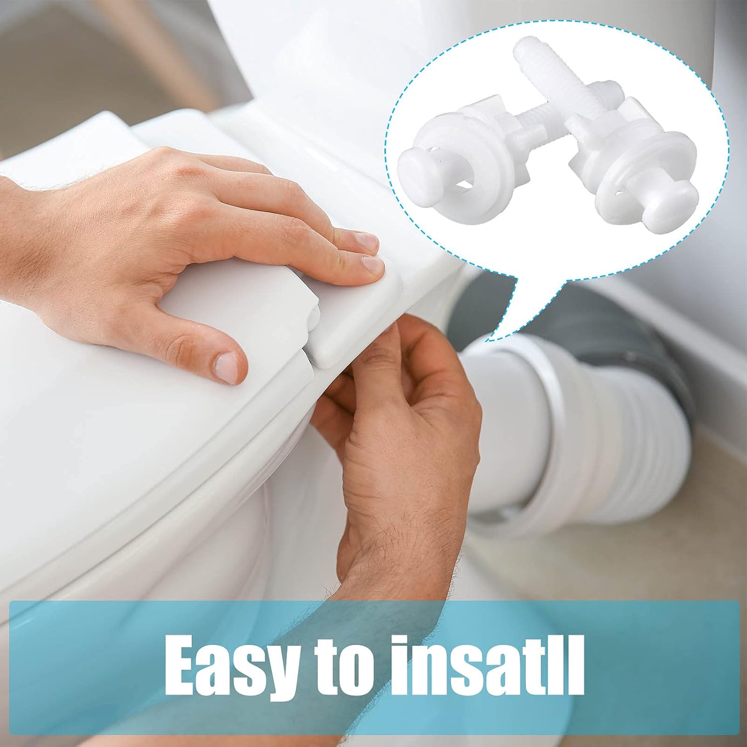 Jetec 2 Piece Toilet Seat Screws Replacement Kit White
