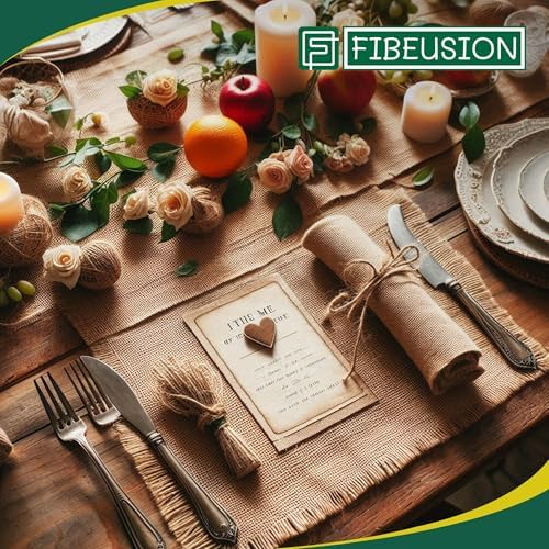 FIBEUSION Burlap Table Runner 6 Inch x 30 Ft