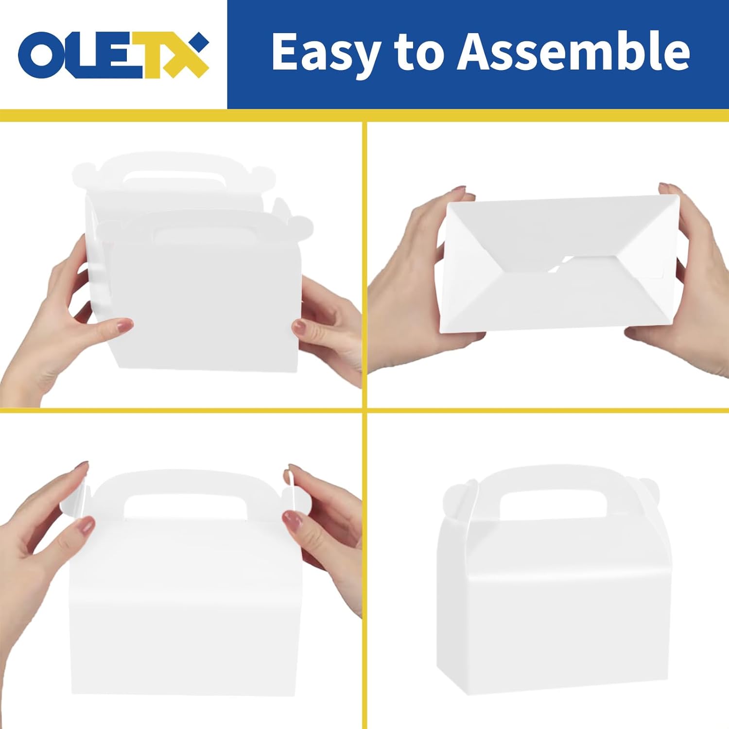 30-Pack White Party Favor Treat Boxes with Handles