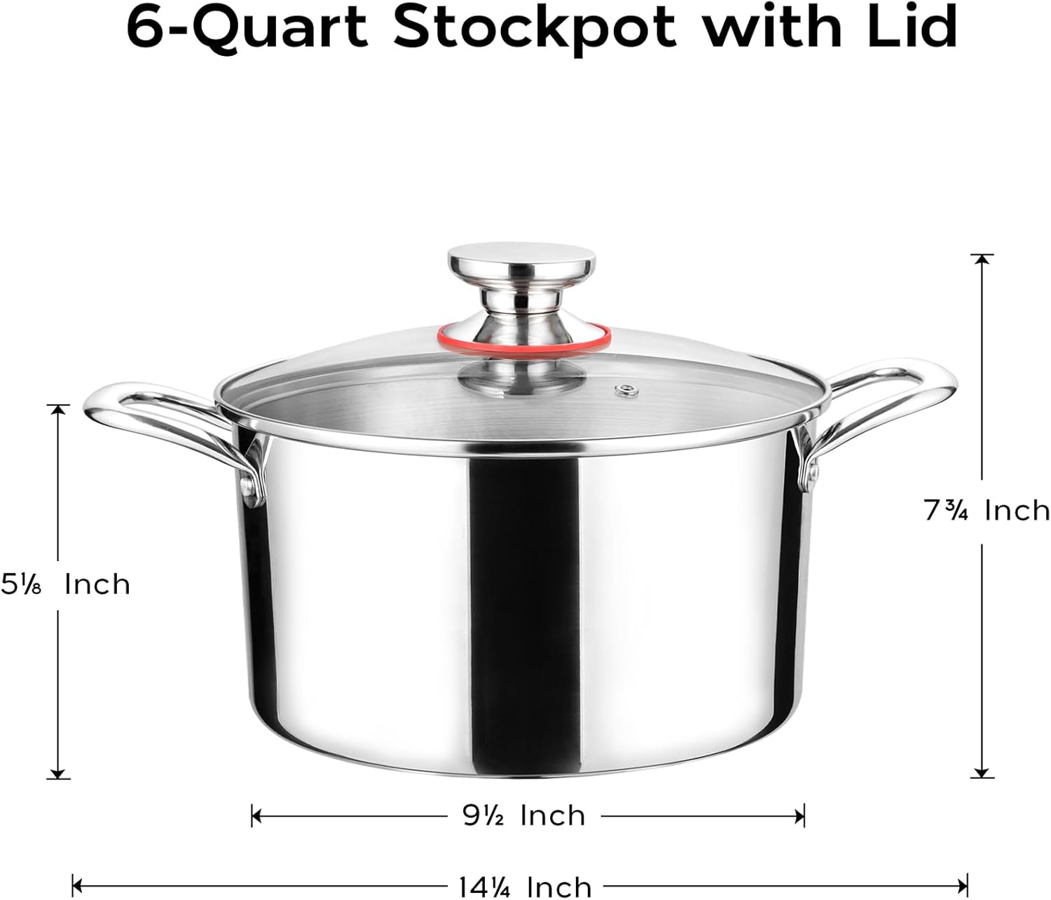 6 Quart Stockpot with Lid Tri-Ply Induction 1810 Stainless Steel