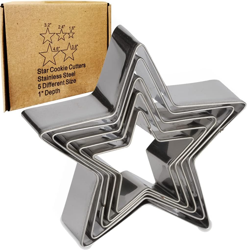 Antallcky Star Cookie Cutter Set 5pcs Stainless Steel