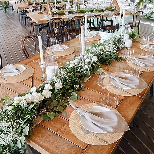 Mifoci 100 Fall Burlap Placemats 118 Inch Reusable Round Table Mats