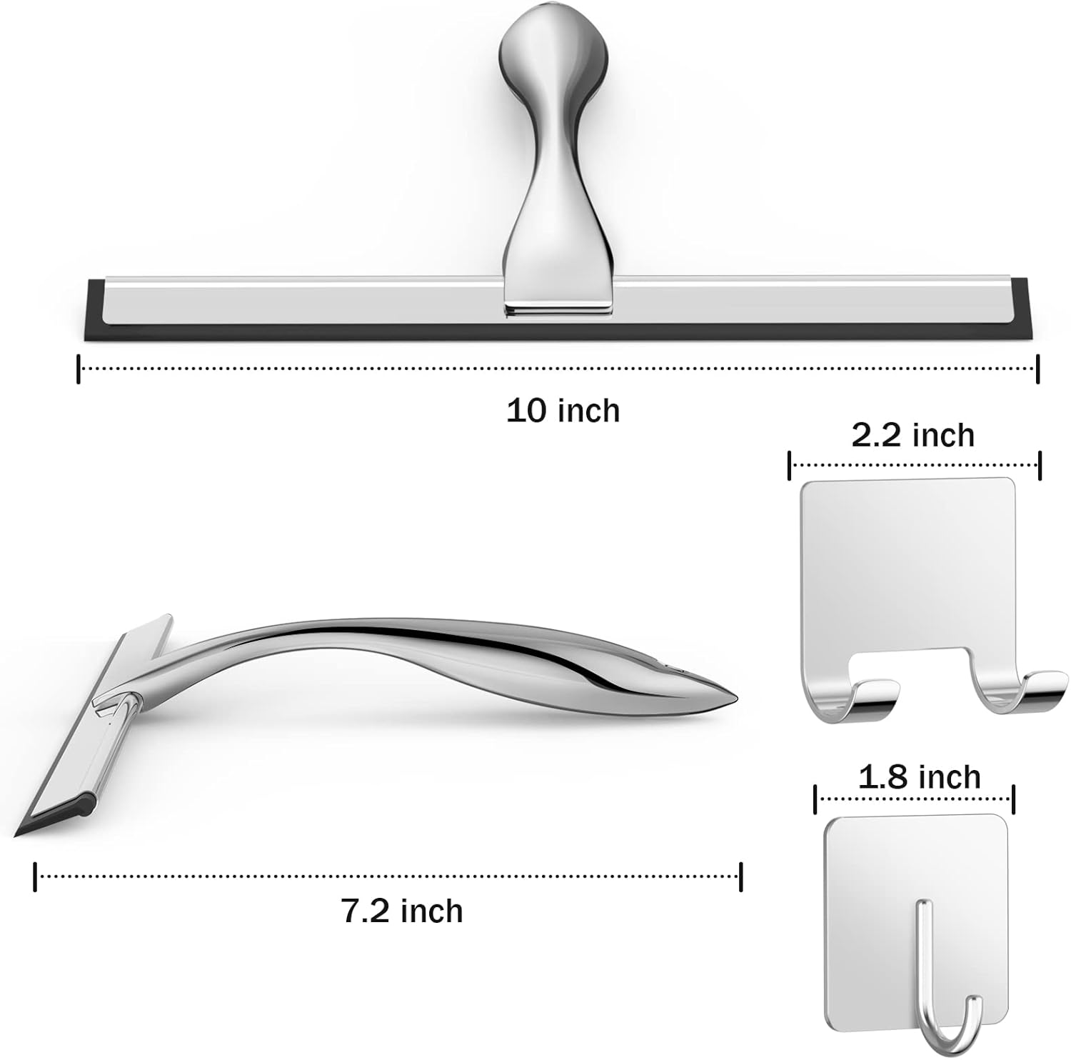 Docrok 10 Inch All-Purpose Shower Squeegee with 2 Hooks
