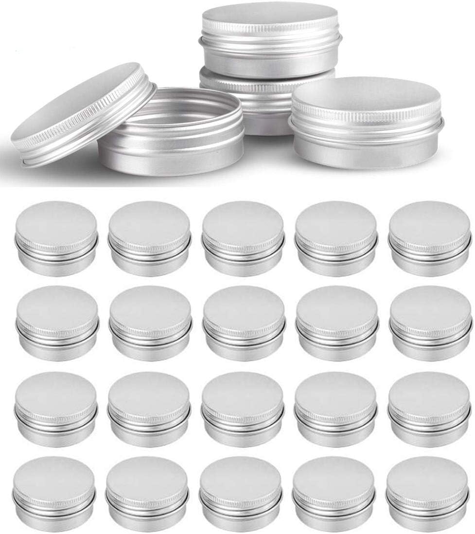 48 Pcs 1 Oz Silver Aluminum Cans with Screw Top Lids