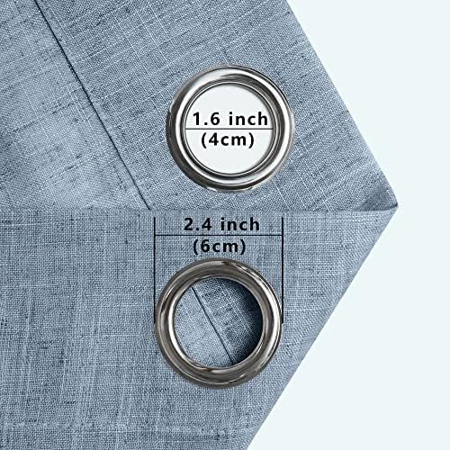 Dusty Blue Sheer Curtains for Sliding Glass Door 2 Panels Set