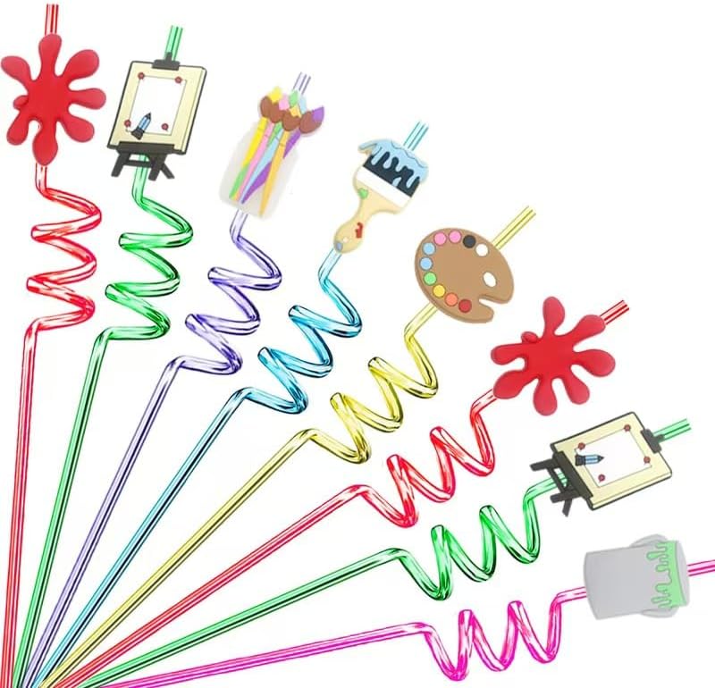 24 Reusable Art Straws with 2 Cleaning Brushes