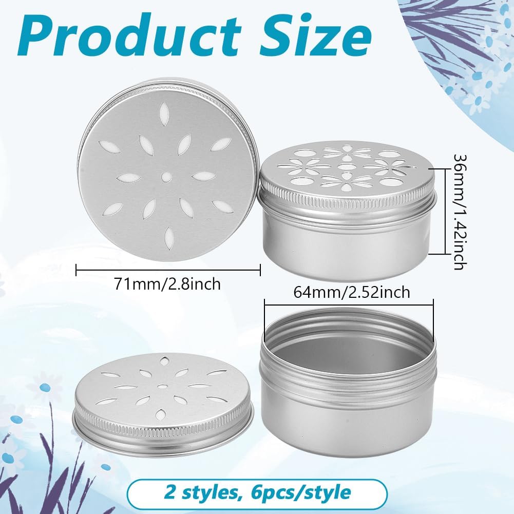 PH PandaHall 12pcs Aluminium Storage Tins with Hollow Lids
