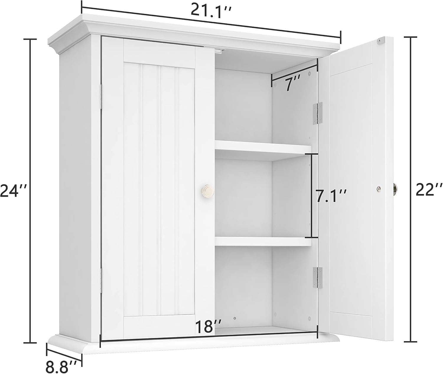 ChooChoo Bathroom Wall Cabinet with 2 Doors and Adjustable Shelves