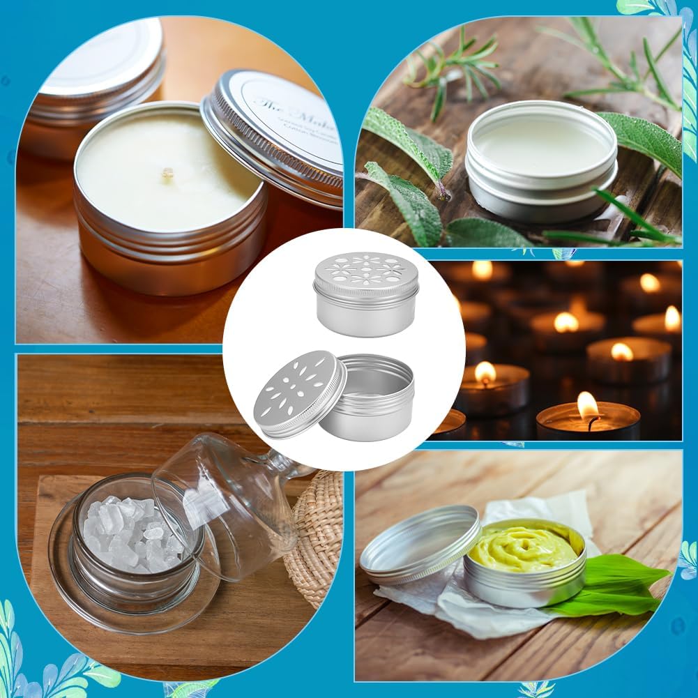 PH PandaHall 12pcs Aluminium Storage Tins with Hollow Lids