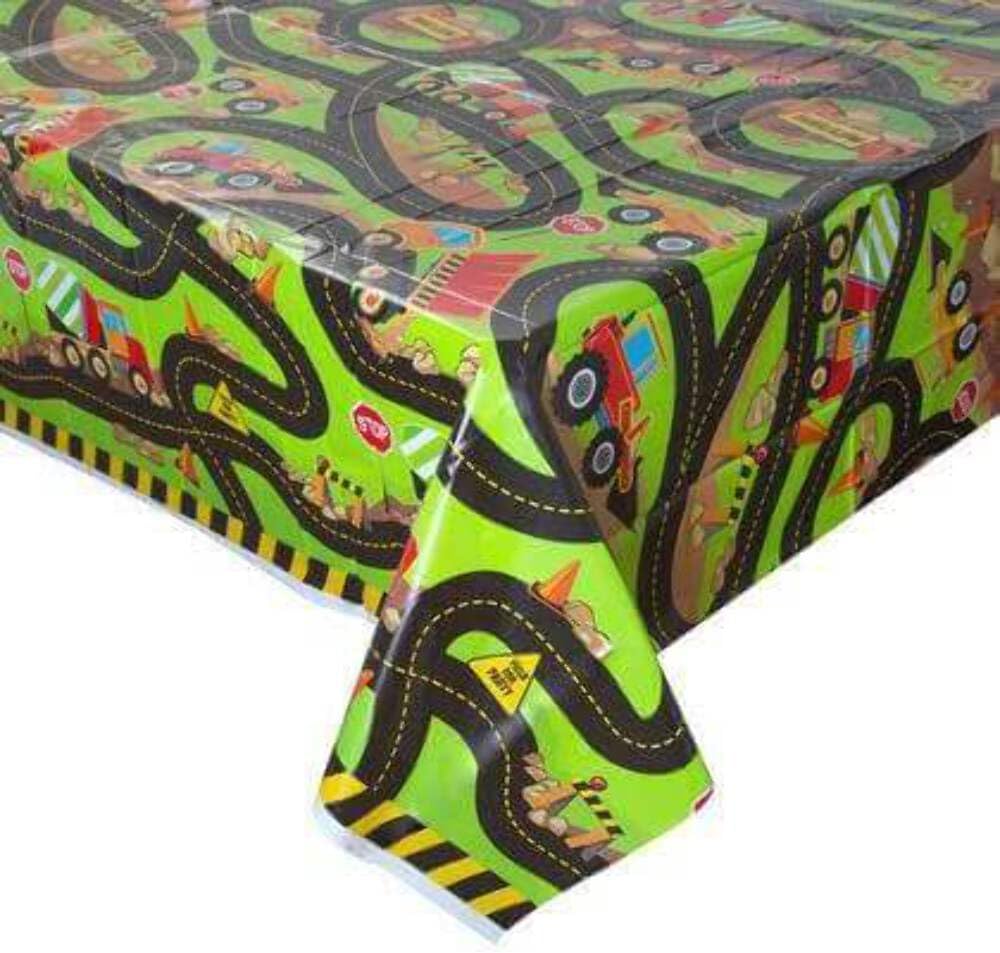 Multicolored Construction Party Rectangular Table Cover 54x84