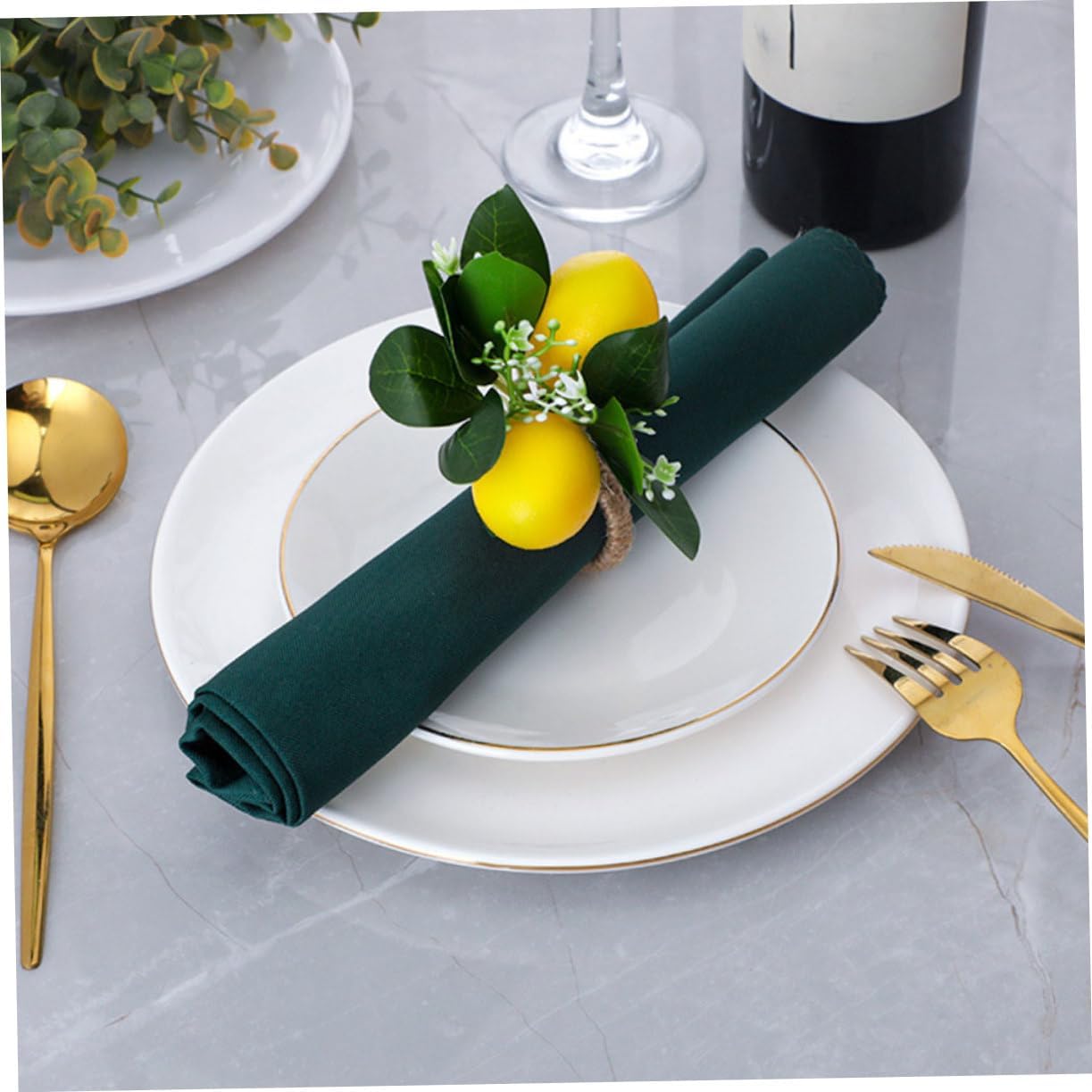 2pcs Artificial Lemon Napkin Ring Holder Decor