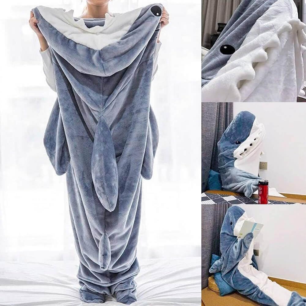 Shark Blanket Hoodie Onesie for Adults Kids