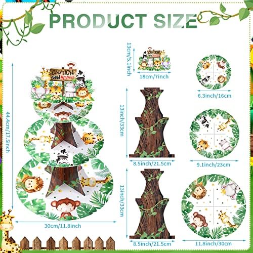Nuenen Safari Cupcake Stand 3 Tier Jungle Theme Decor