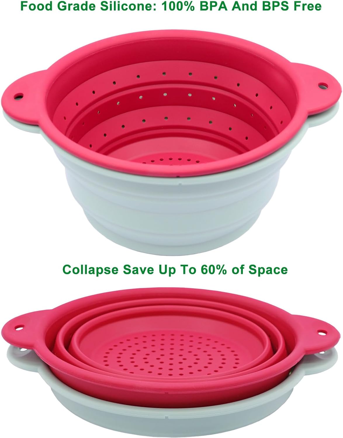 FUSMYE 2 in 1 Collapsible Colander Bowl Set