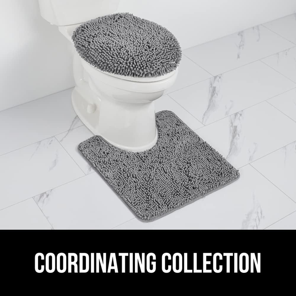 GORILLA GRIP Soft Chenille Toilet Lid Cover Gray