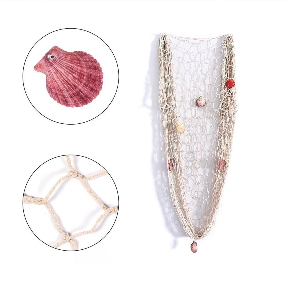 Rosoz Nature Fish Net Wall Decor with Shells