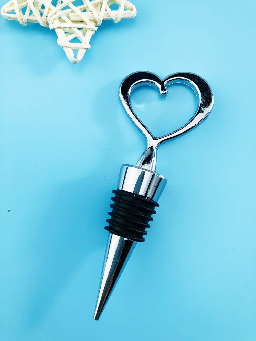 WeddParty 24 PCS Heart Wine Stopper with Organza Bag