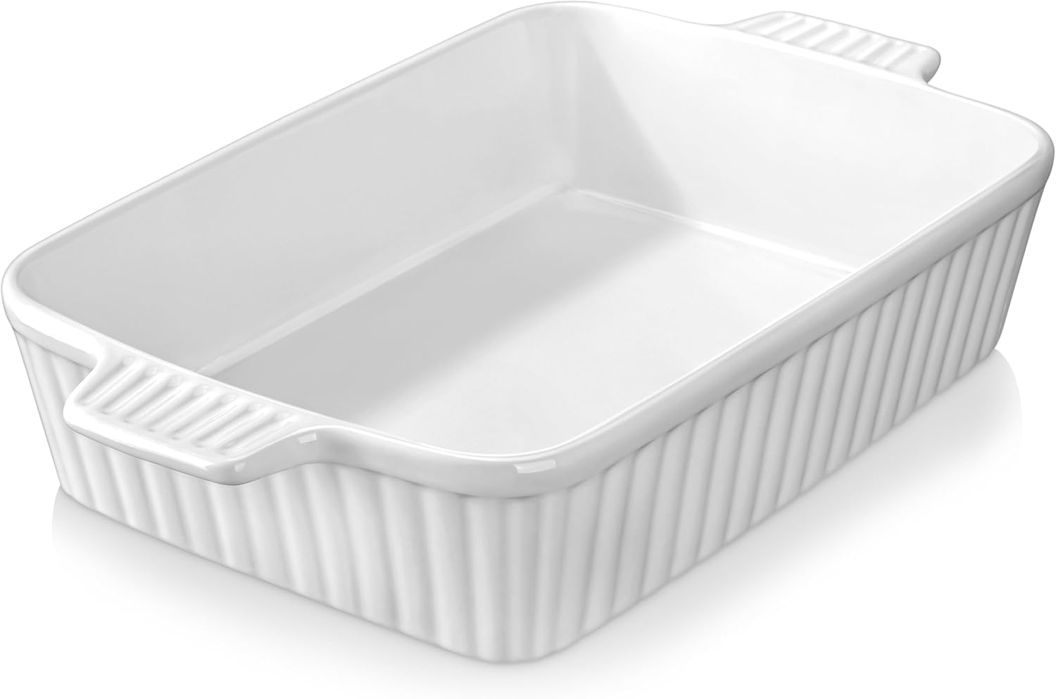 MALACASA 44 QT Baking Dish 9x13 White Rectangular Lasagna Pan with Handles