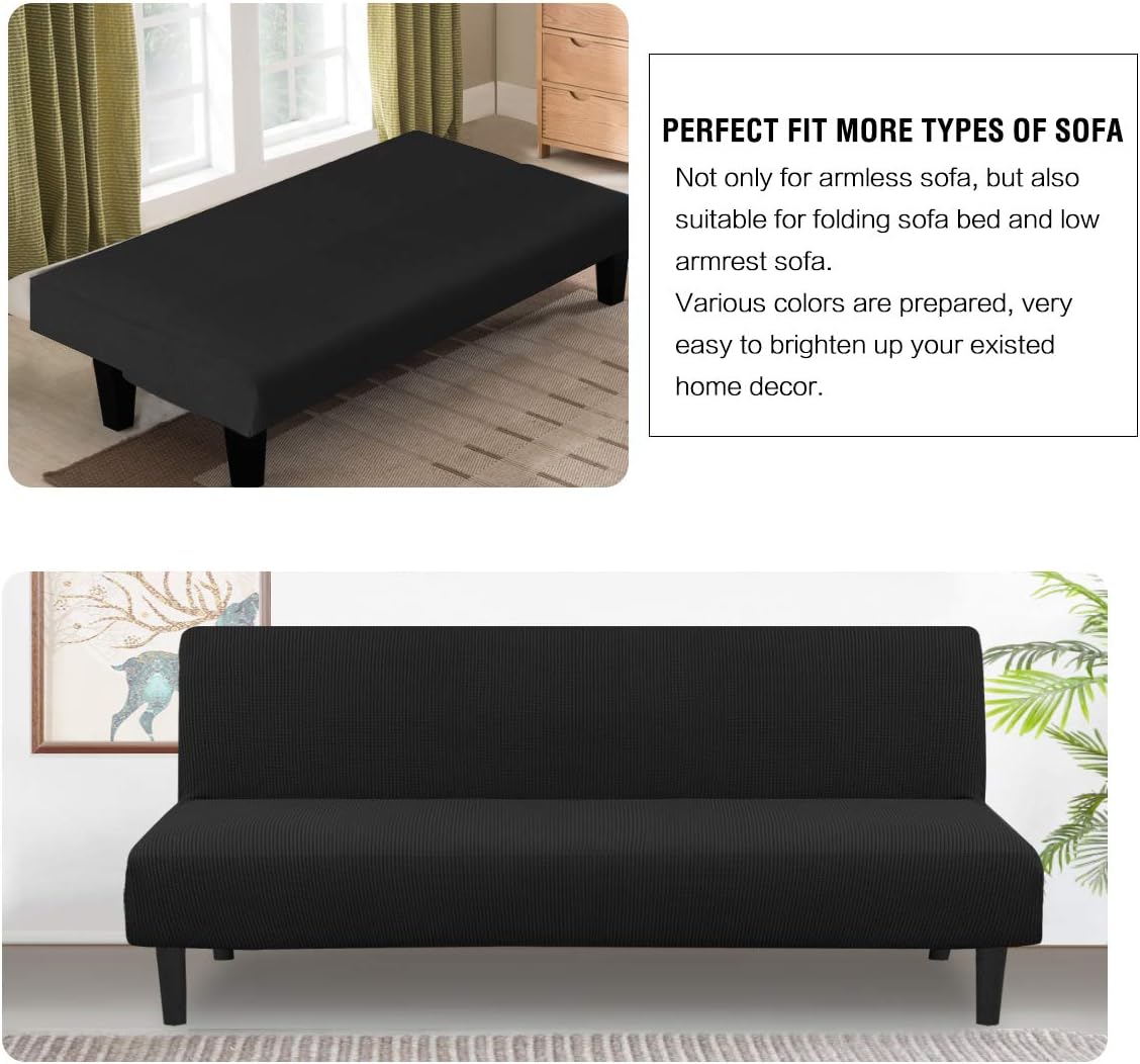 HVERSAILTEX Stretch Futon Slipcover Protector Black
