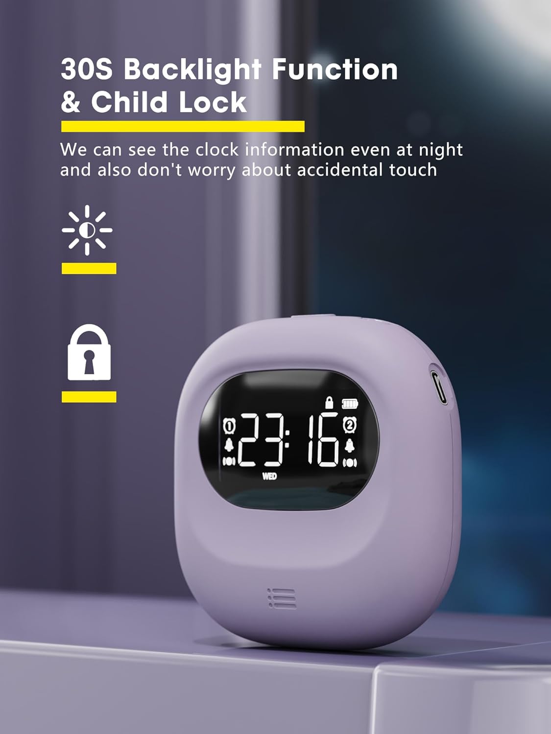 Vibrating Alarm Clock with Dual Alarms and Week Display